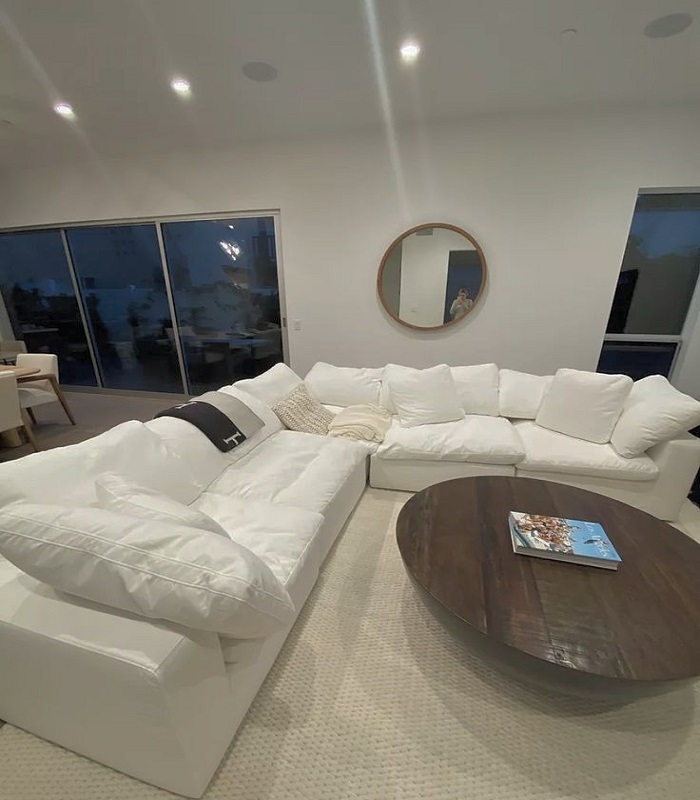 a white couch in a room