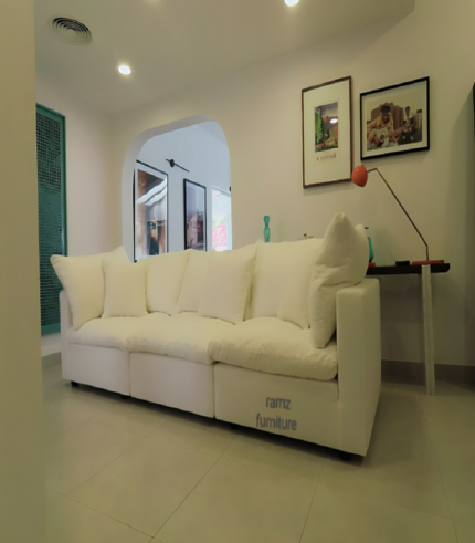 a white couch in a room