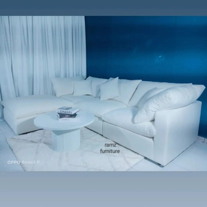 a white couch in a room