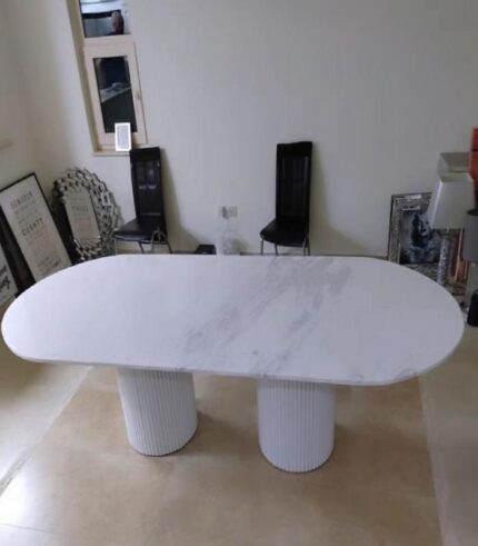 a white table in a room