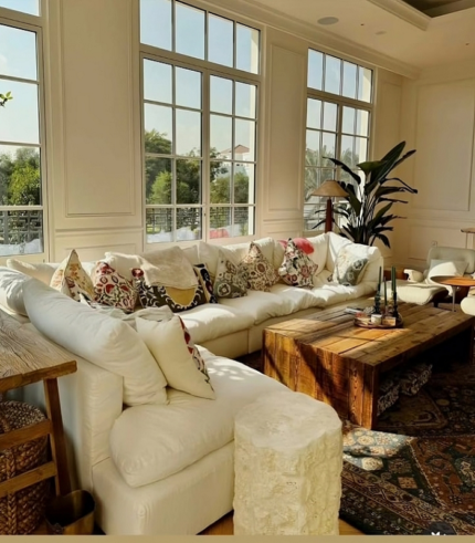 Boho Chic White Sectional Sofa – Deep Seating Luxury with Artisan-Inspired Style