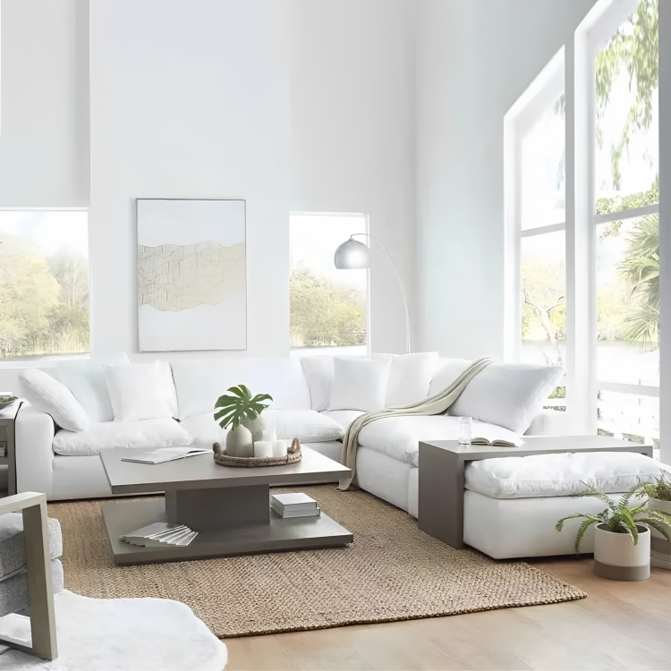 Modern White L-Shaped Sectional Sofa